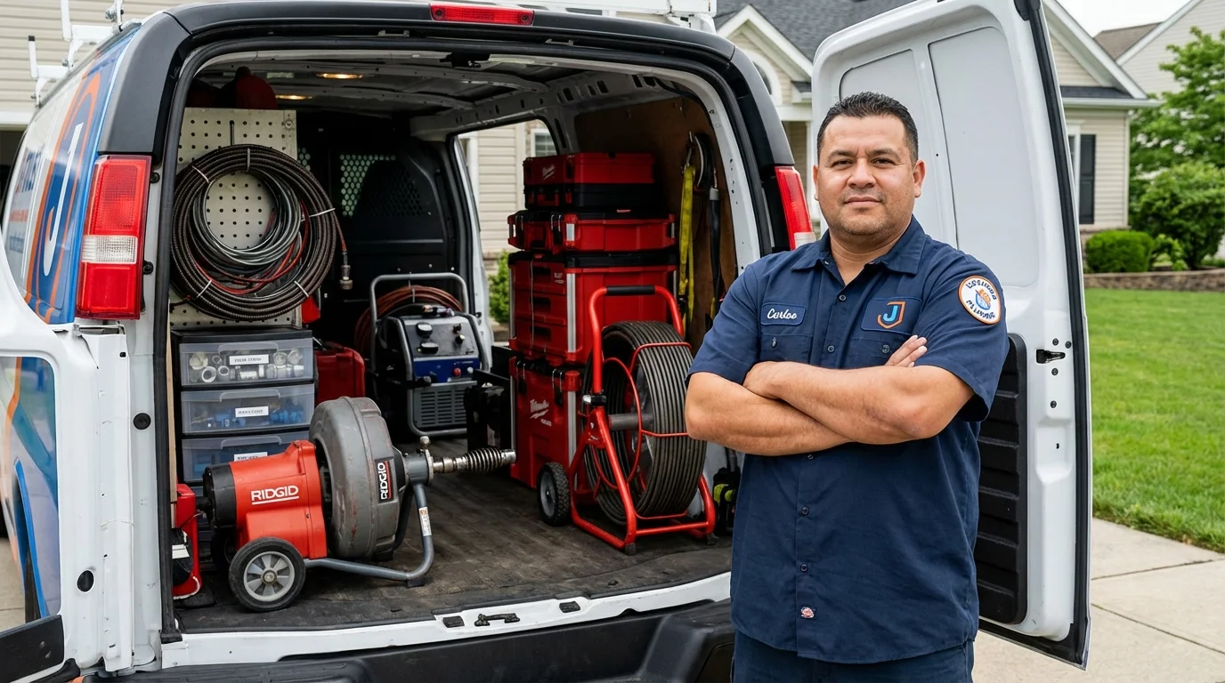 Professional drain cleaning equipment and Johns Plumbing LLC plumber in Macungie