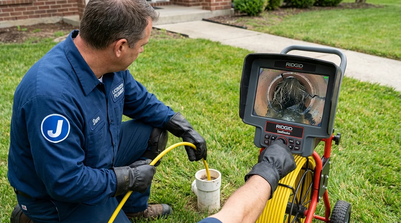 Sewer camera inspection being performed by Johns Plumbing LLC in Macungie